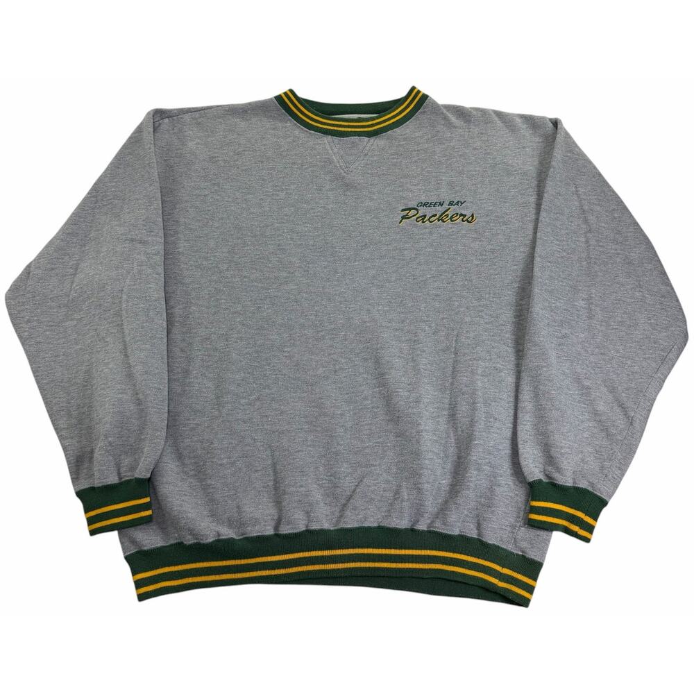 Vintage 90s Green Bay Packers Crewneck Logo 7 NFL Grey Men's Large Sweatshirt